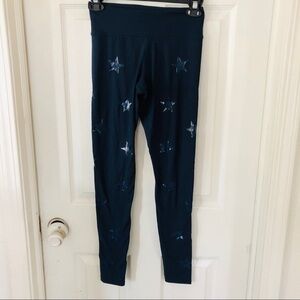 JESSICA SIMPSON the warm up navy star print work out yoga leggings size small